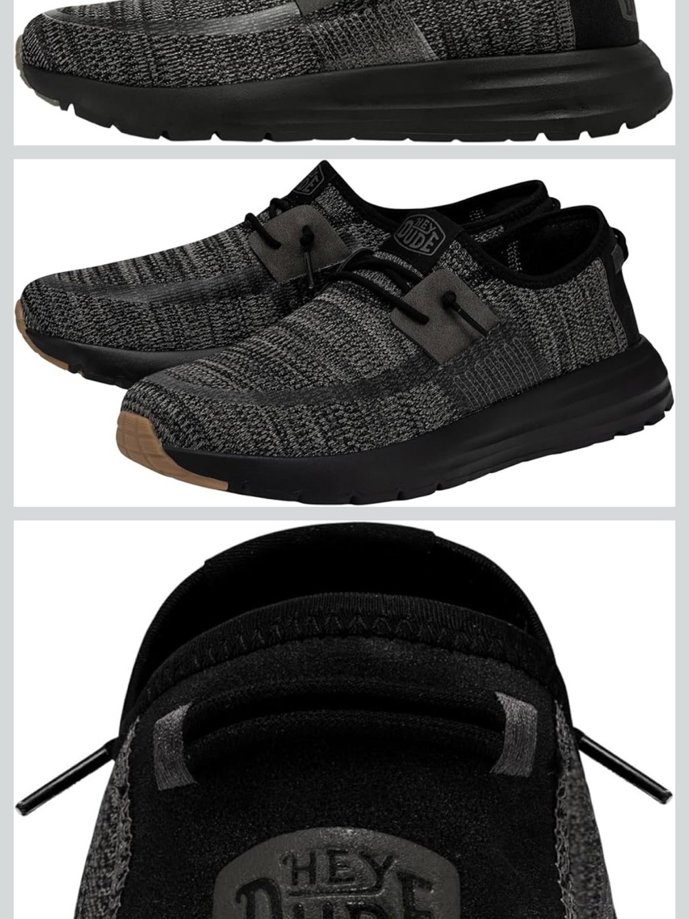 Hey Dude Men's Sirocco Black Knight Slip-On Sneakers 12